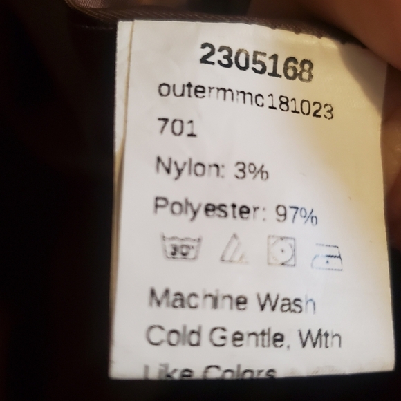 Shein.  Brown zip up puffer corduroy cropped jacket.  Sz large. - Picture 5 of 8